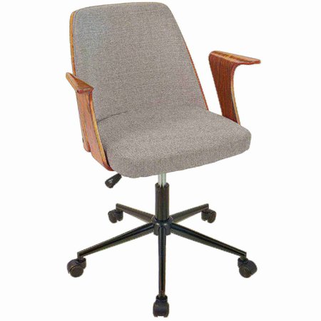 LUMISOURCE Verdana Office Chair in Walnut Wood and Grey Fabric OC-VRDNA WL+GY